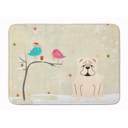 Carolines Treasures Christmas English Bulldog White Machine Washable Memory Foam Mat BB2595RUG